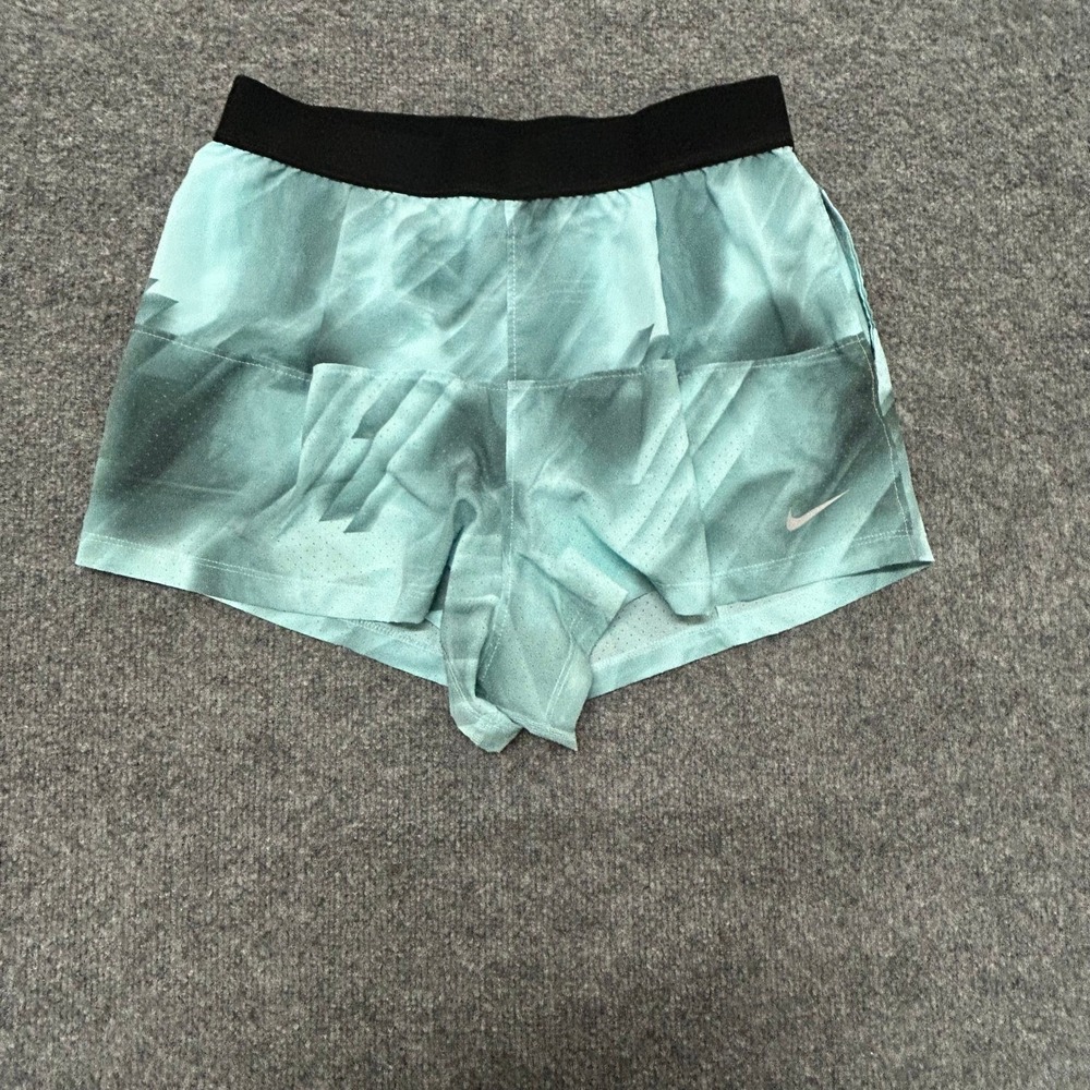 Nike Athletic Shorts Womens Size L Teal Marble Dri-Fit Running Breathable Sport